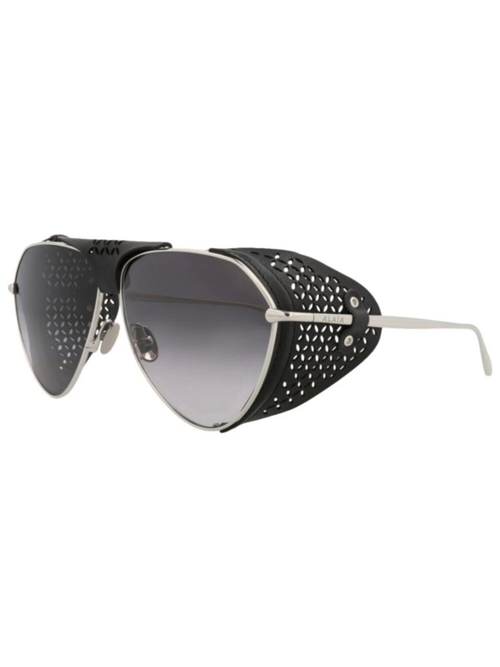 New Alaia Women's Sunglasses Aviator Metal Frame Silver Silver Grey